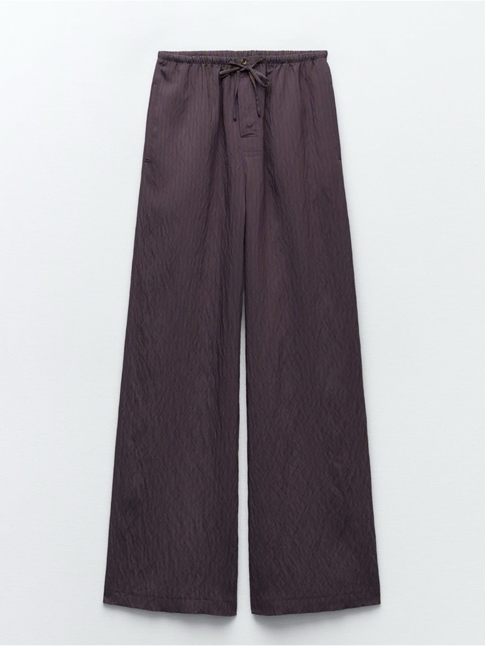 Zara Wide Leg Drawstring Pants in Dark Plum